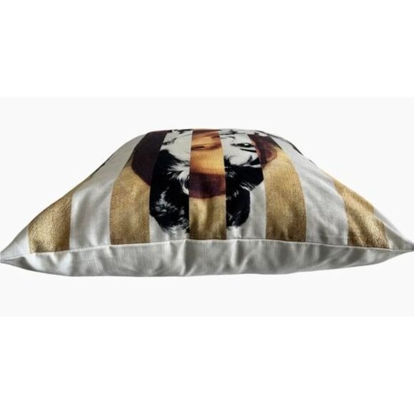 22 X 22 Audrey Hepburn Gold Metallic Stripe Pillow Cover - Picture 3 of 3